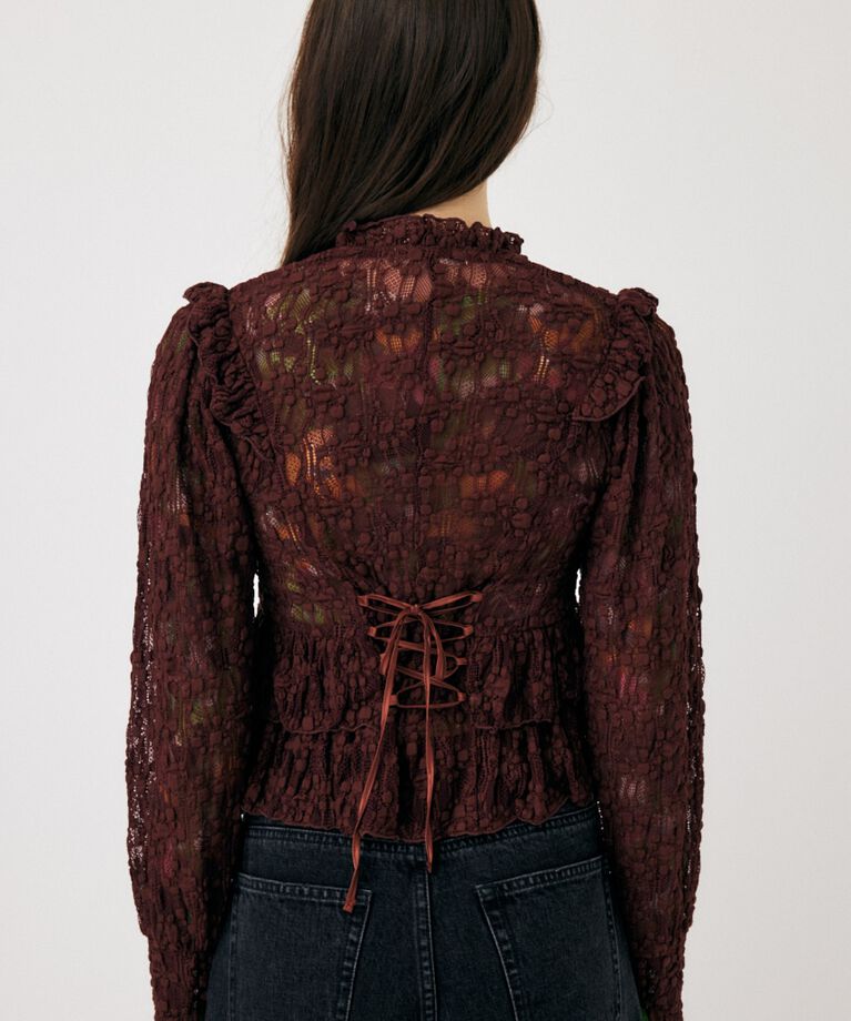 MOUSSY「RUFFLE LACY CUT ブラウス」|Tシャツ・カットソー|