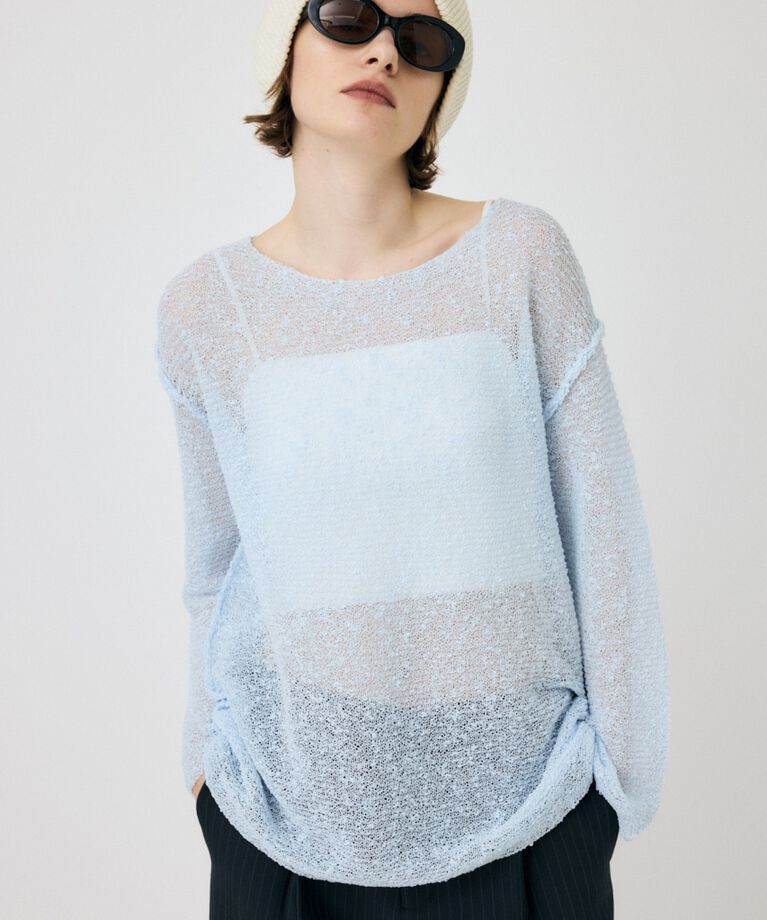 MOUSSY「NEP YARN LOOSE OVER ニット」|ニット・セーター|L/BLU1