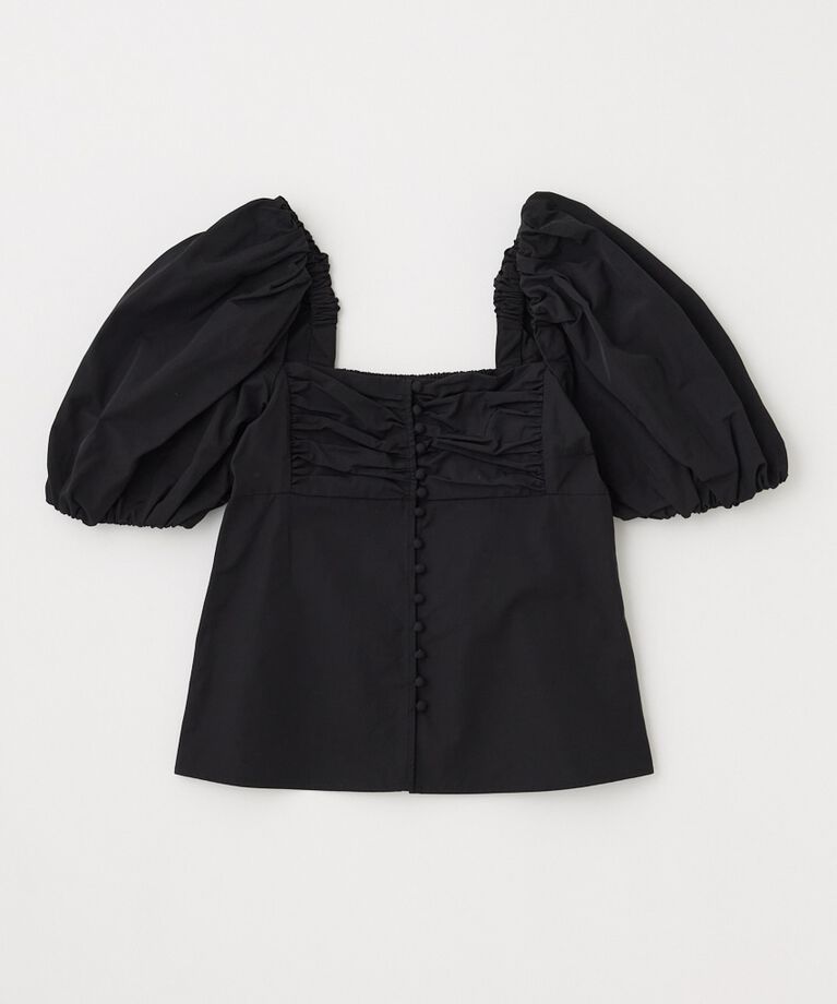 MOUSSY「OPEN NECK GATHER ブラウス」|シャツ・ブラウス|BLK