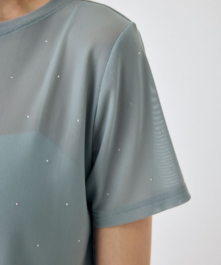 MOUSSY「RHINESTONE SHEER Tシャツ」|Tシャツ・カットソー|