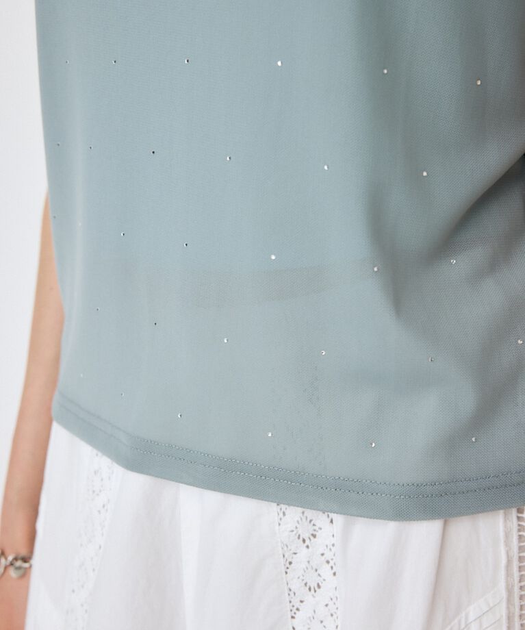 MOUSSY「RHINESTONE SHEER Tシャツ」|Tシャツ・カットソー|