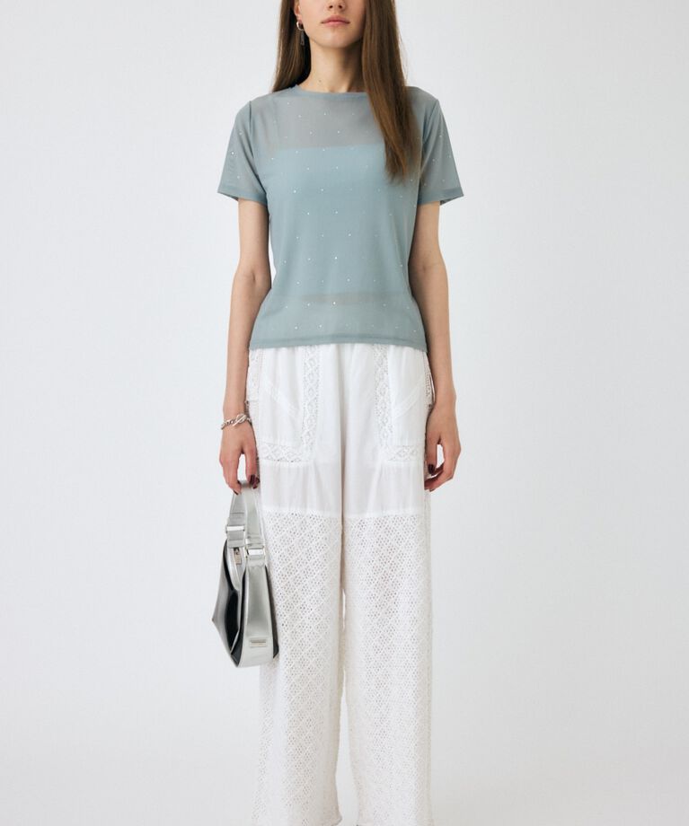 MOUSSY「RHINESTONE SHEER Tシャツ」|Tシャツ・カットソー|