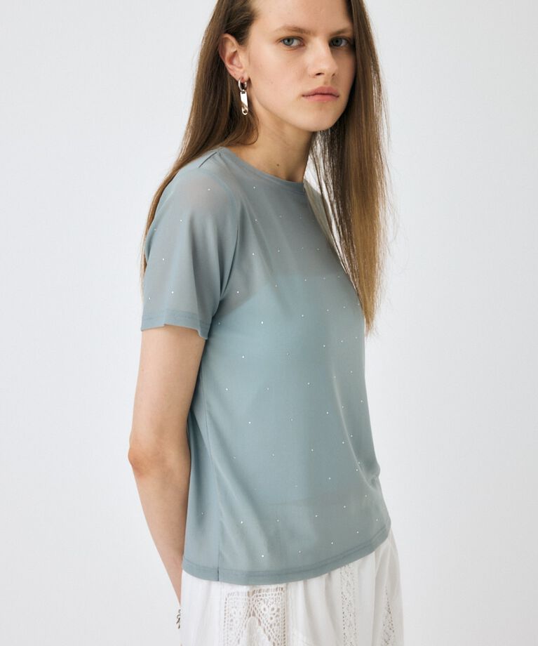MOUSSY「RHINESTONE SHEER Tシャツ」|Tシャツ・カットソー|