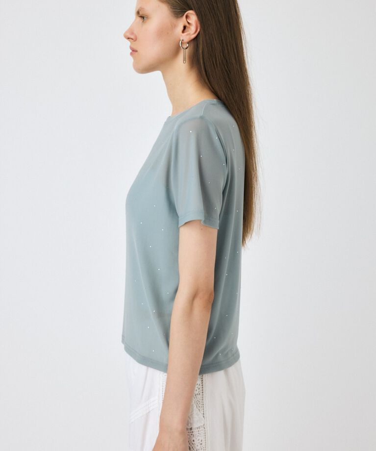 MOUSSY「RHINESTONE SHEER Tシャツ」|Tシャツ・カットソー|