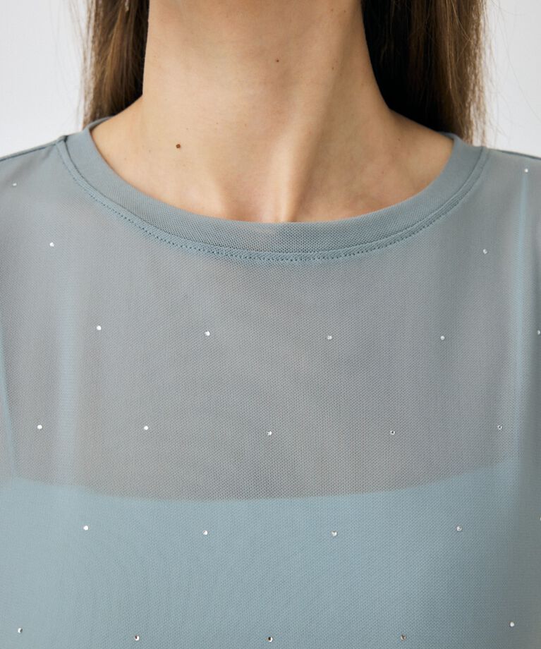 MOUSSY「RHINESTONE SHEER Tシャツ」|Tシャツ・カットソー|