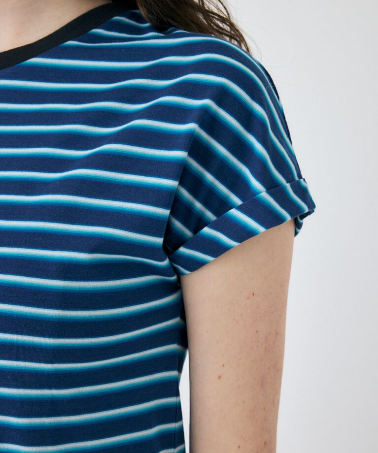 MOUSSY「ROLL SLEEVE マルチストライプ TEE」|Tシャツ・カットソー|