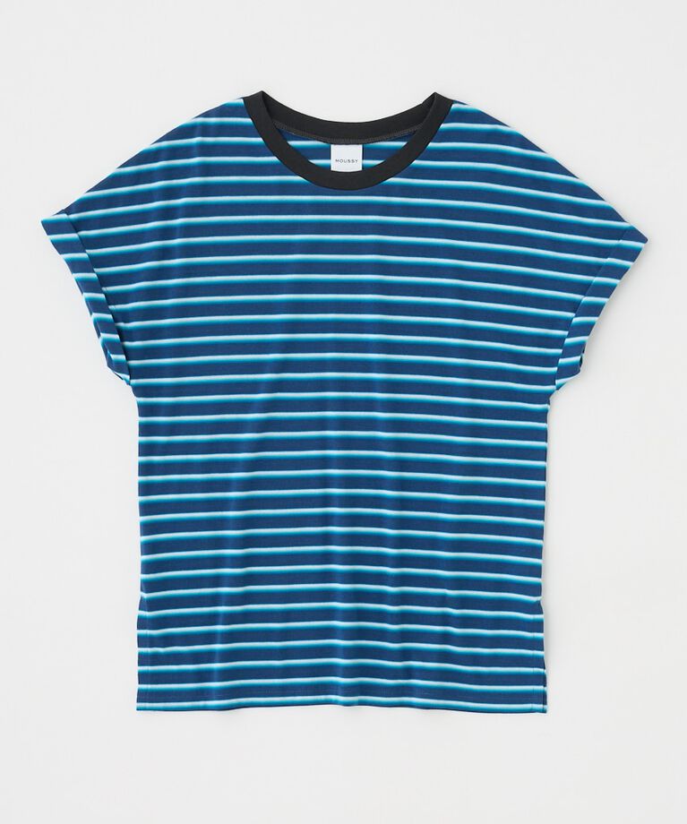 MOUSSY「ROLL SLEEVE マルチストライプ TEE」|Tシャツ・カットソー|