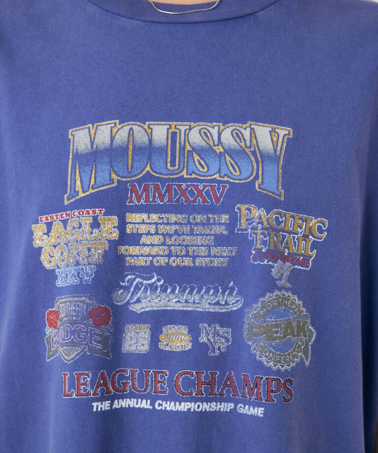 MOUSSY「MOUSSY LEAGUE CHAMPS 25 Tシャツ」|Tシャツ・カットソー|