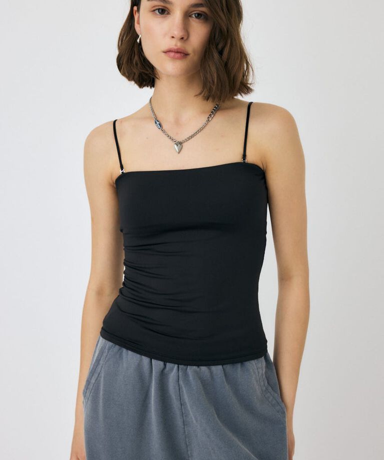 MOUSSY「BACK SHEER カップインキャミ」|キャミソール|BLK