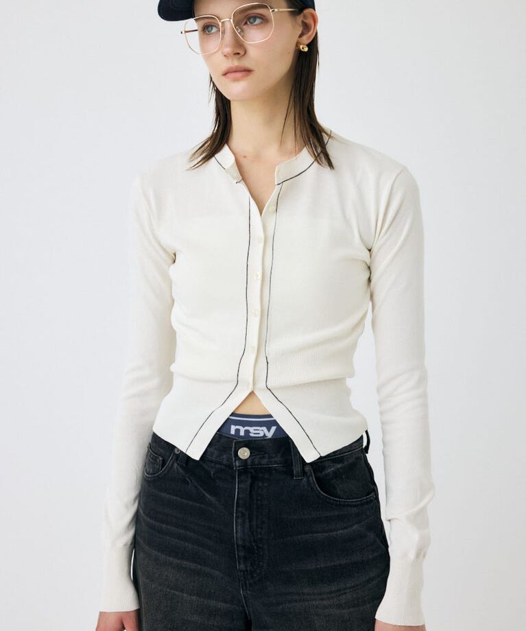 MOUSSY「COLOR STITCH カーディガン」|カーディガン|O/WHT1