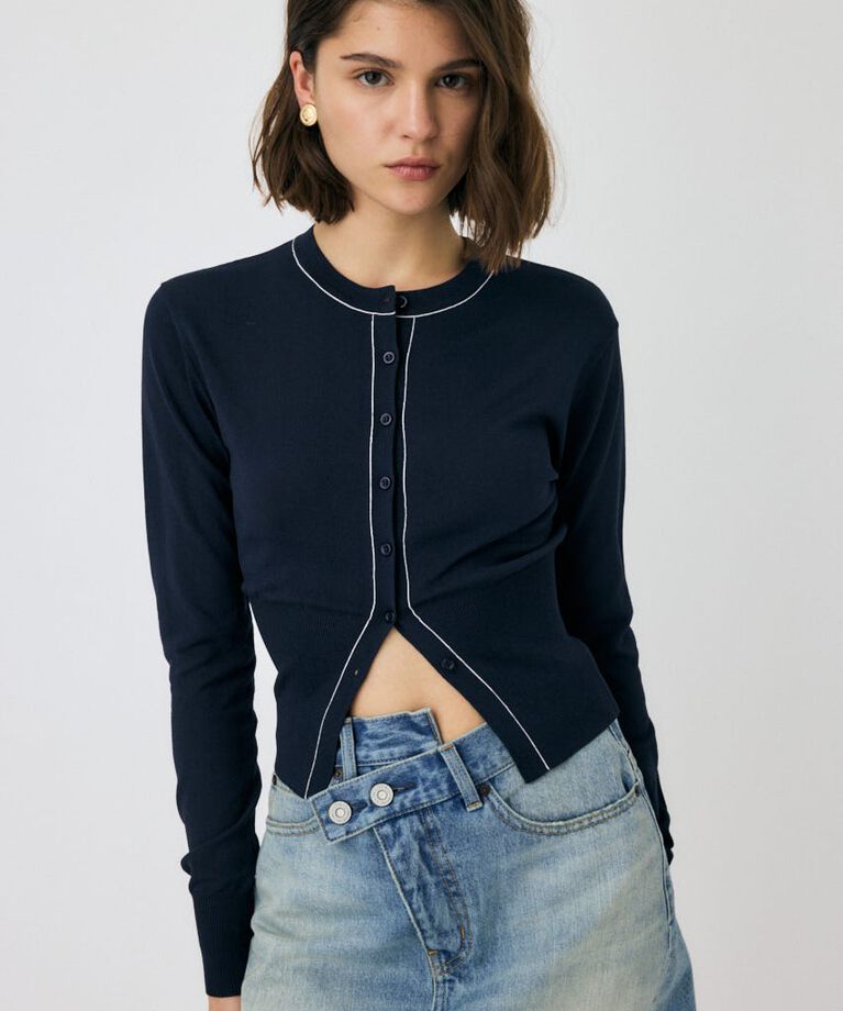 MOUSSY「COLOR STITCH カーディガン」|カーディガン|NVY