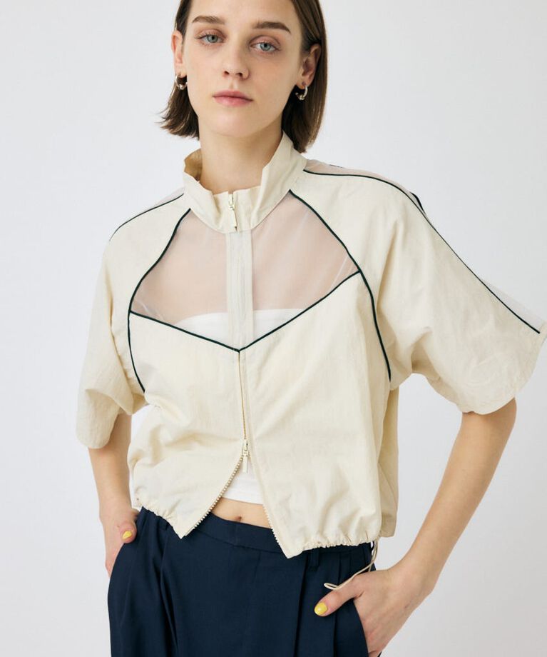 MOUSSY「PIPING HALF SLEEVE トラックジャケット」|その他|O/WHT1