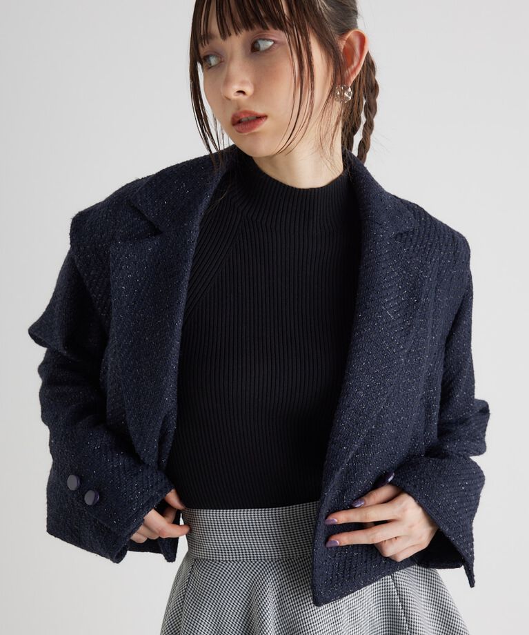 rienda「2wayショルダーツイードショート JK」|ダウンベスト・ベスト|