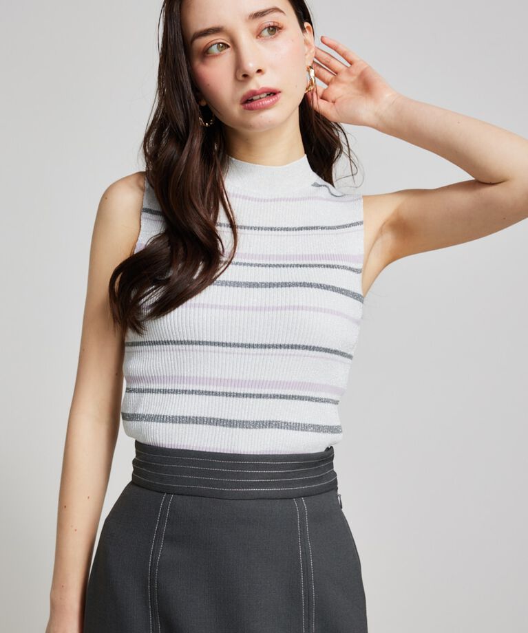 rienda「スリーブレスラメウォッシャブルKnit TOP」|ニット・セーター|