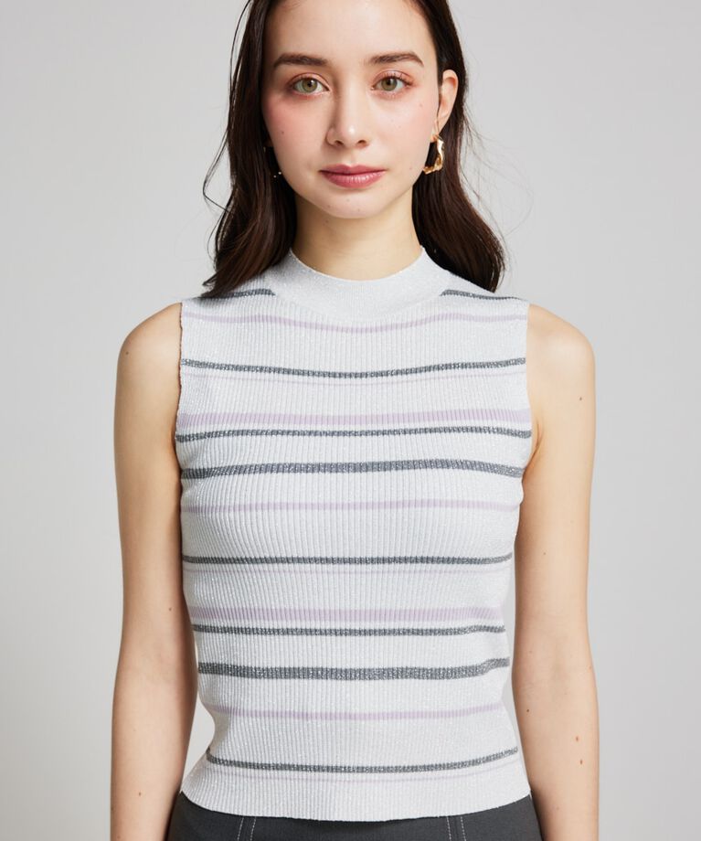 rienda「スリーブレスラメウォッシャブルKnit TOP」|ニット・セーター|