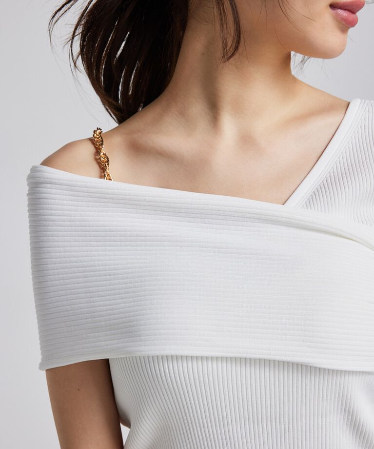 rienda「アシンメトリーショルダーKnit TOP」|ニット・セーター|