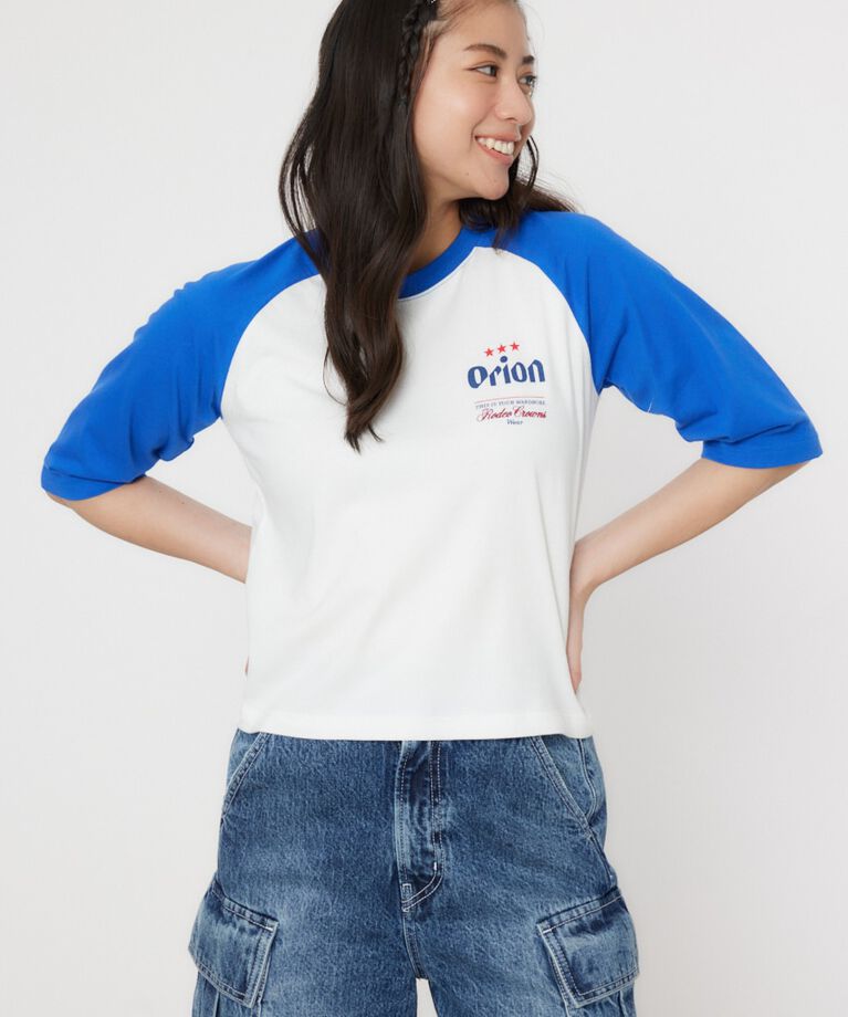 RODEO CROWNS「Orion BeerxRCSラグラン5分トップス」|Tシャツ・カットソー|BLU