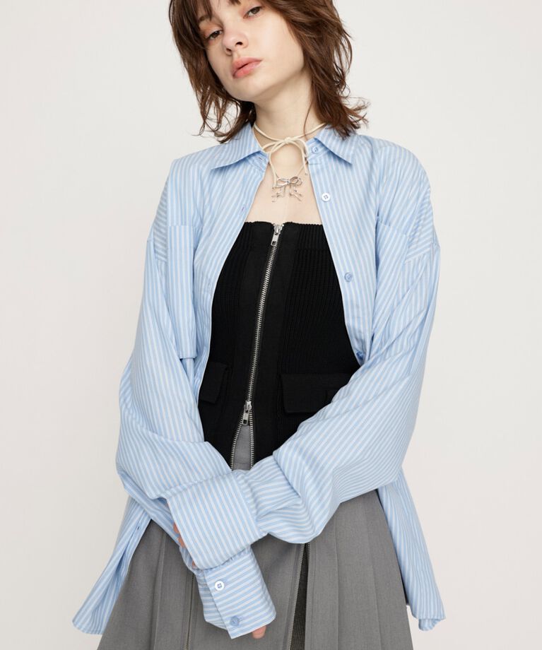 SLY「NAME PATCH STANDARD シャツ」|シャツ・ブラウス|L/BLU1