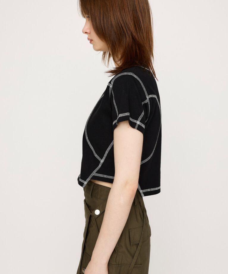 SLY「BI COLOR STITCH CROP Tシャツ」|Tシャツ・カットソー|