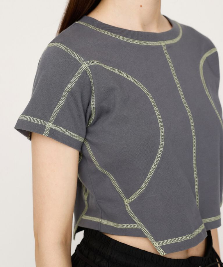 SLY「BI COLOR STITCH CROP Tシャツ」|Tシャツ・カットソー|
