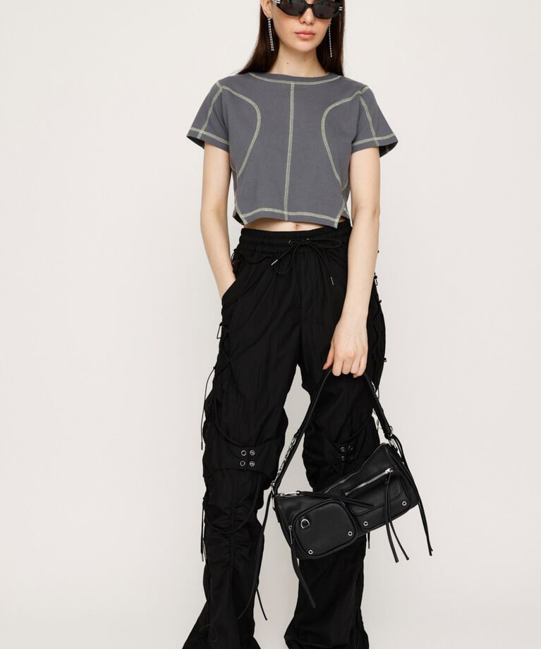 SLY「BI COLOR STITCH CROP Tシャツ」|Tシャツ・カットソー|