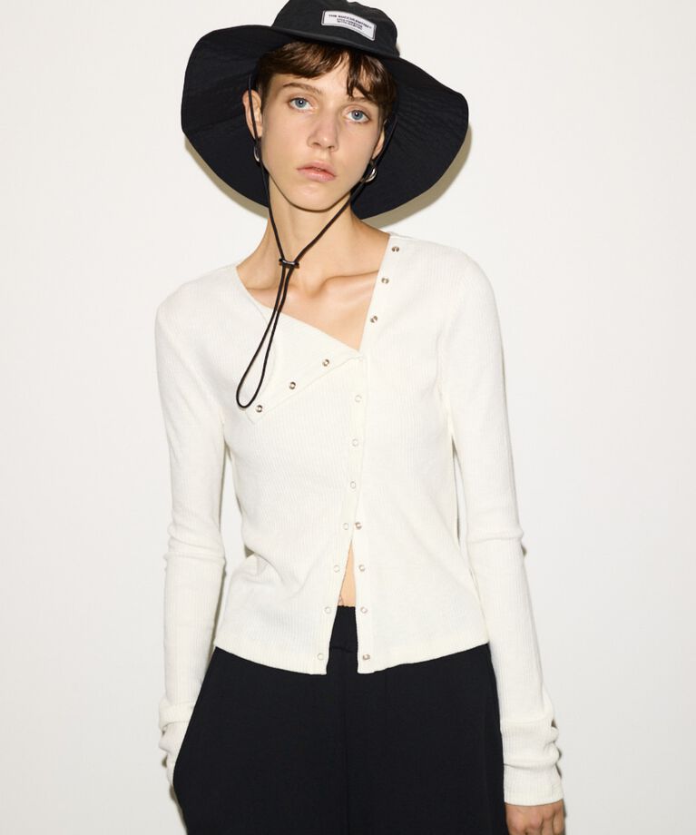 SLY「SLANT BUTTON L／S トップス」|Tシャツ・カットソー|