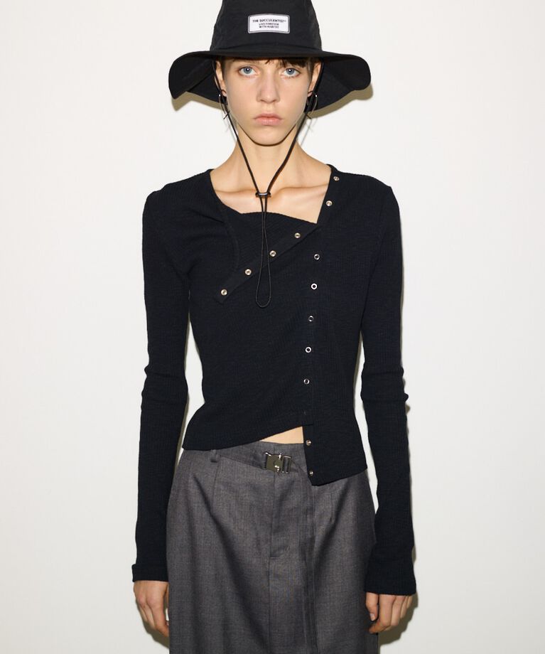 SLY「SLANT BUTTON L／S トップス」|Tシャツ・カットソー|