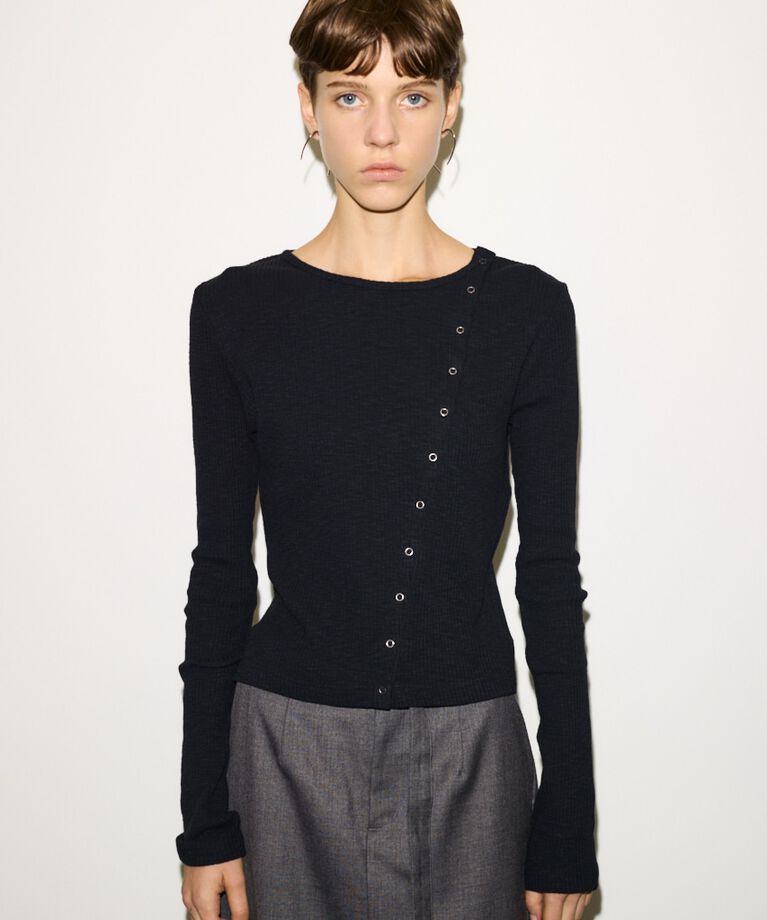 SLY「SLANT BUTTON L／S トップス」|Tシャツ・カットソー|