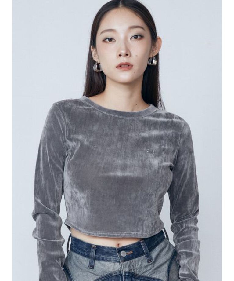 EMODA「シアーベロアプレートトップ」|Tシャツ・カットソー|グレー