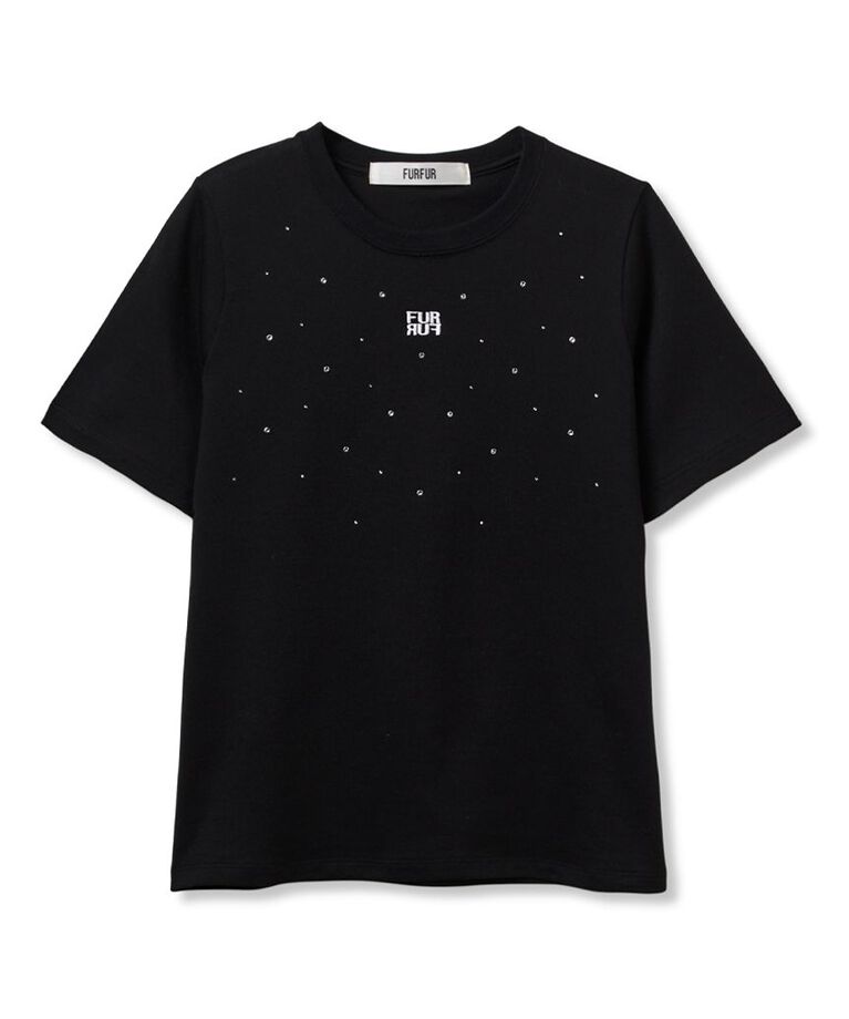 FURFUR「【WEB限定】ビジュー付きロゴ刺繍Tシャツ」|Tシャツ・カットソー|