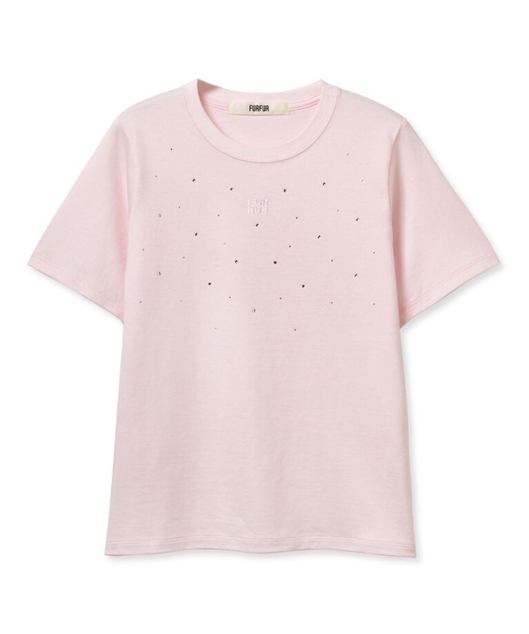 FURFUR「【WEB限定】ビジュー付きロゴ刺繍Tシャツ」|Tシャツ・カットソー|