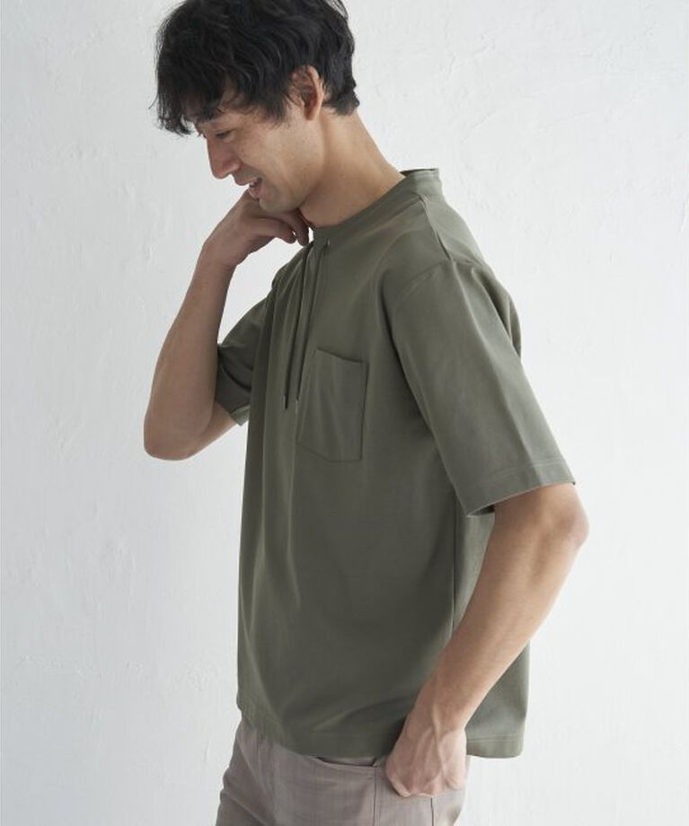 ikka「冷感ルーイカラー5分袖ポケT」|Tシャツ・カットソー|