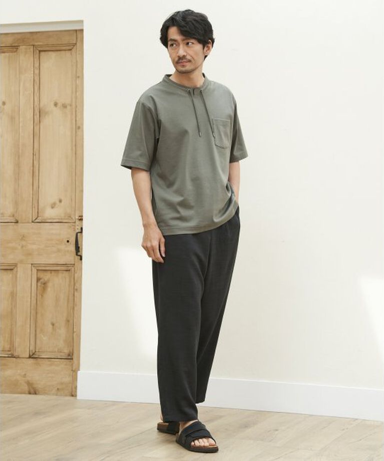 ikka「冷感ルーイカラー5分袖ポケT」|Tシャツ・カットソー|