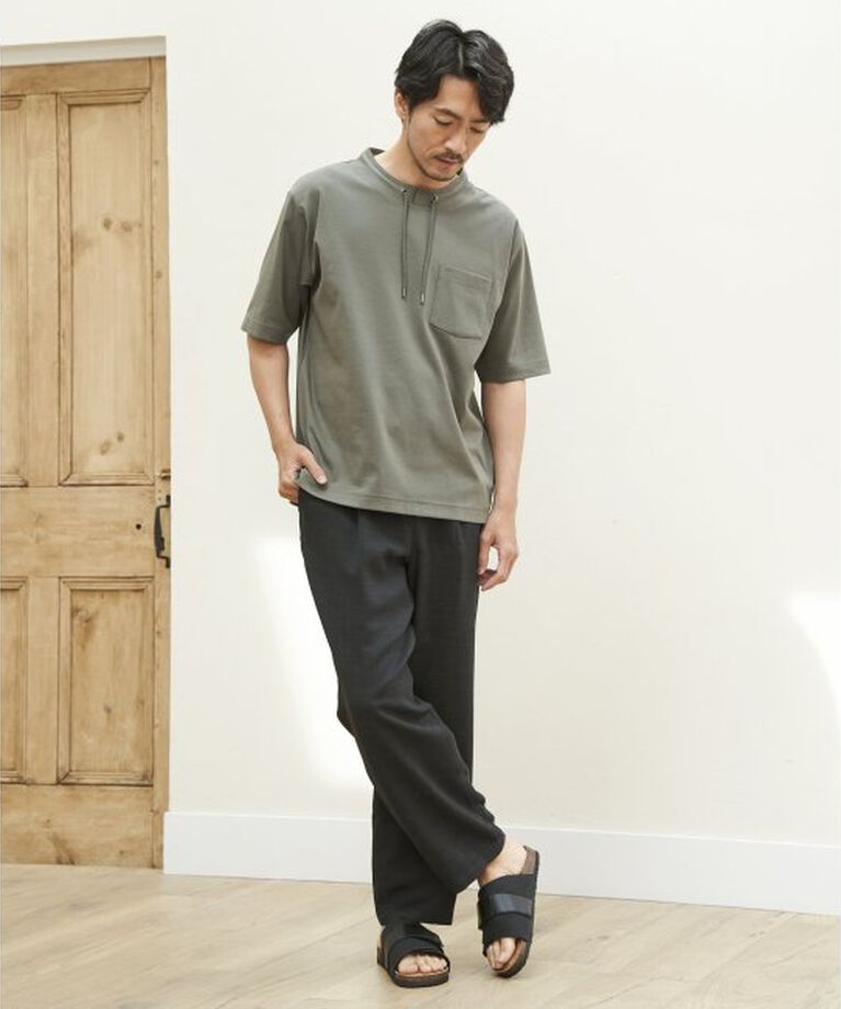 ikka「冷感ルーイカラー5分袖ポケT」|Tシャツ・カットソー|