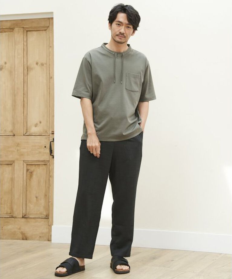 ikka「冷感ルーイカラー5分袖ポケT」|Tシャツ・カットソー|