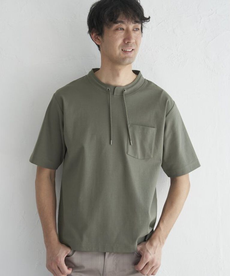 ikka「冷感ルーイカラー5分袖ポケT」|Tシャツ・カットソー|