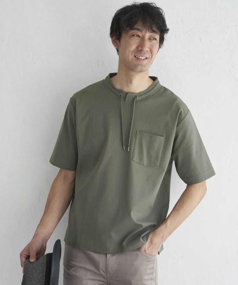 ikka「冷感ルーイカラー5分袖ポケT」|Tシャツ・カットソー|