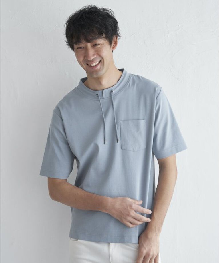 ikka「冷感ルーイカラー5分袖ポケT」|Tシャツ・カットソー|