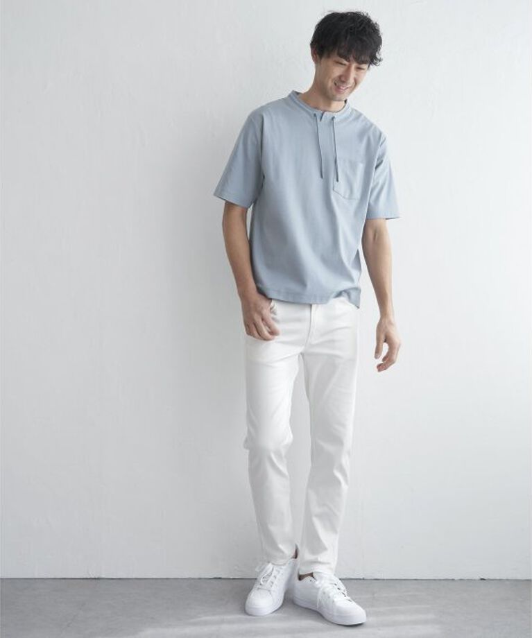 ikka「冷感ルーイカラー5分袖ポケT」|Tシャツ・カットソー|
