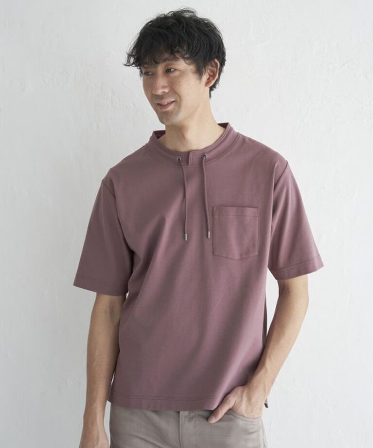 ikka「冷感ルーイカラー5分袖ポケT」|Tシャツ・カットソー|