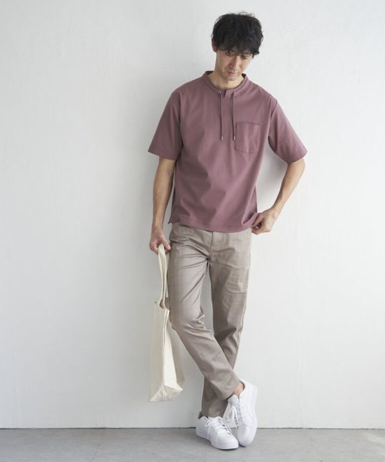 ikka「冷感ルーイカラー5分袖ポケT」|Tシャツ・カットソー|