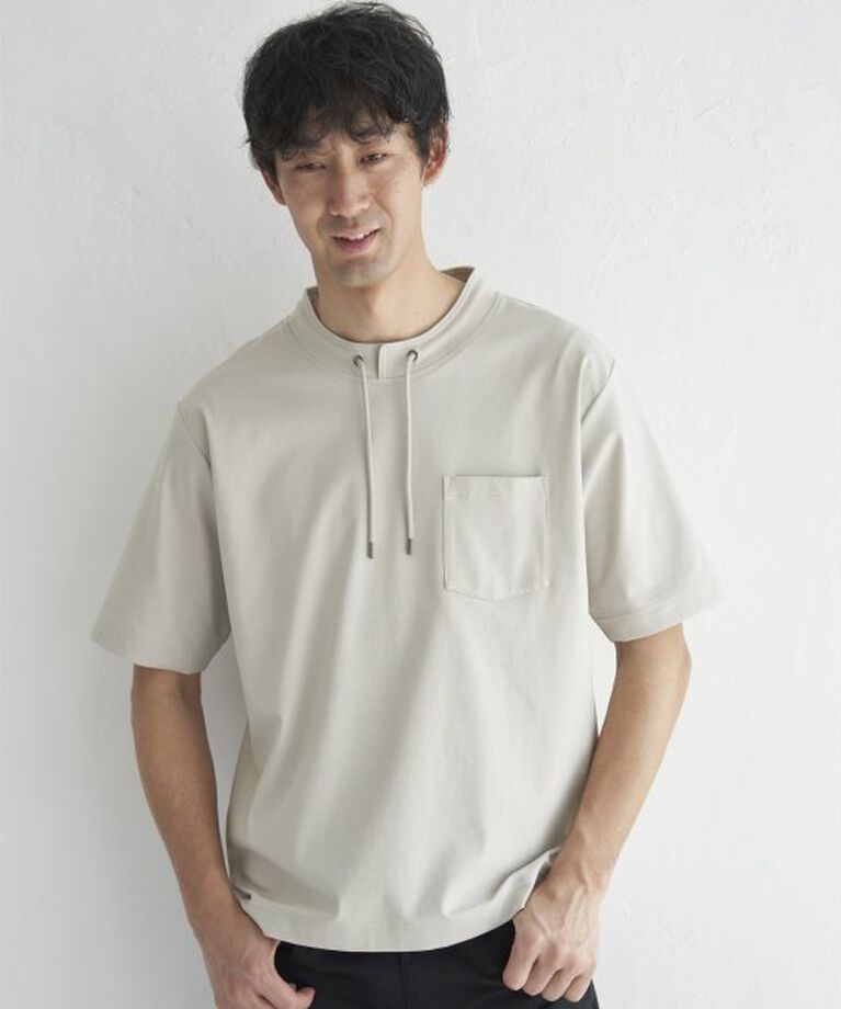 ikka「冷感ルーイカラー5分袖ポケT」|Tシャツ・カットソー|