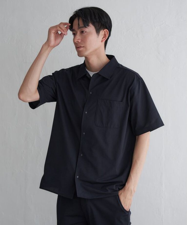 ikka「【吸水速乾／セットアップ対応】GOKU楽AIRレギュラーシャツ」|シャツ・ブラウス|ネイビーブルー
