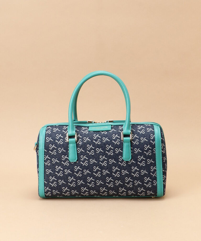 Samantha Thavasa「Denim ST Jacquard ボストンバッグ」|ボストンバッグ|ターコイズ