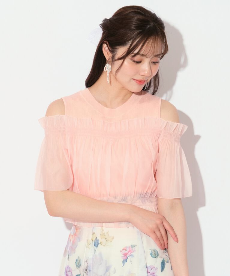 WILLSELECTION「レイヤード風オフショル半袖プルオーバー」|Tシャツ・カットソー|