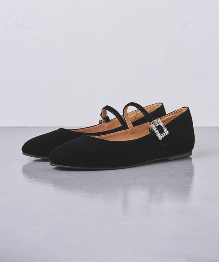 UNITED ARROWS「ベルベット ビジュー メリージェーン」|バレエシューズ|