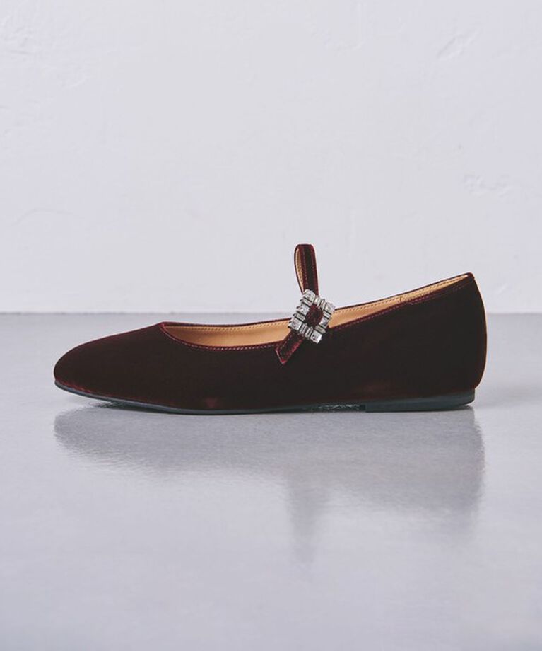 UNITED ARROWS「ベルベット ビジュー メリージェーン」|バレエシューズ|