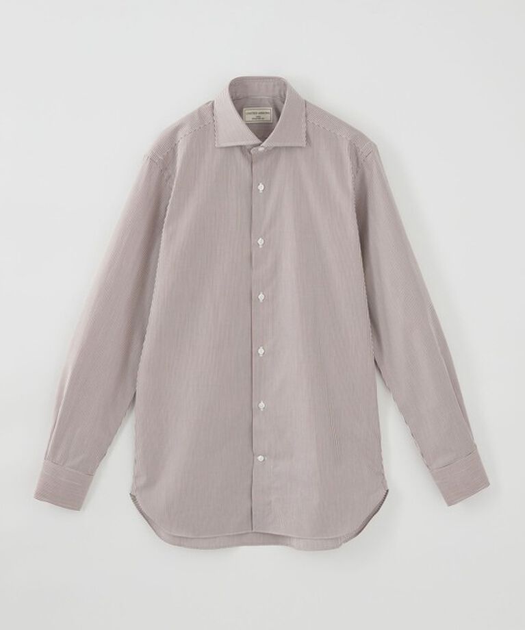 UNITED ARROWS「ブラウン キャンディストライプ ワイドカラー シャツ」|シャツ・ブラウス|