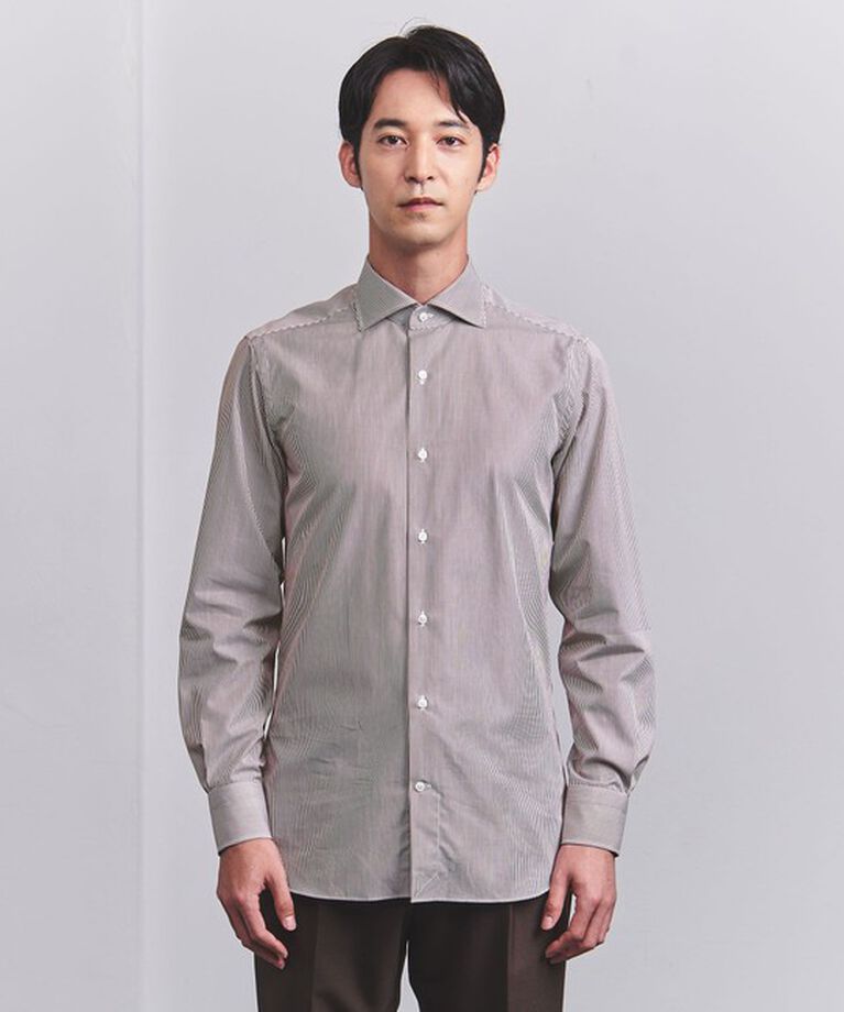UNITED ARROWS「ブラウン キャンディストライプ ワイドカラー シャツ」|シャツ・ブラウス|