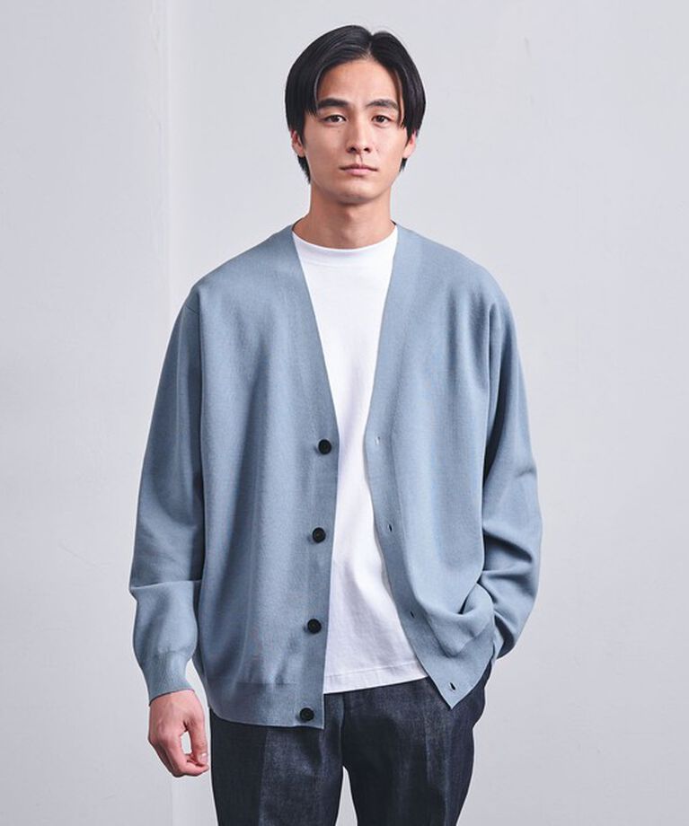 UNITED ARROWS「4シーズンズ ミラノリブ カーディガン ーウォッシャブルー」|カーディガン|LT.BLUE